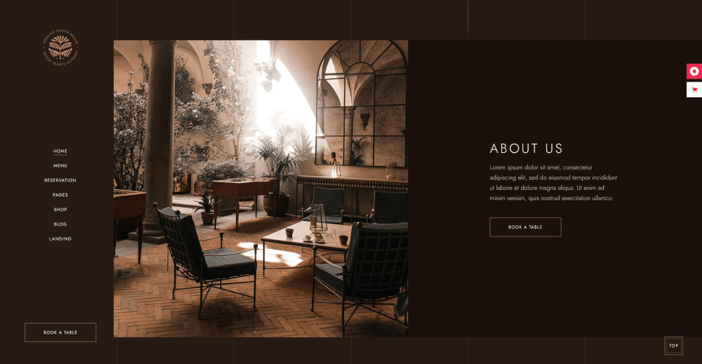 restaurant cafe website design and development project by vSolz Software Company